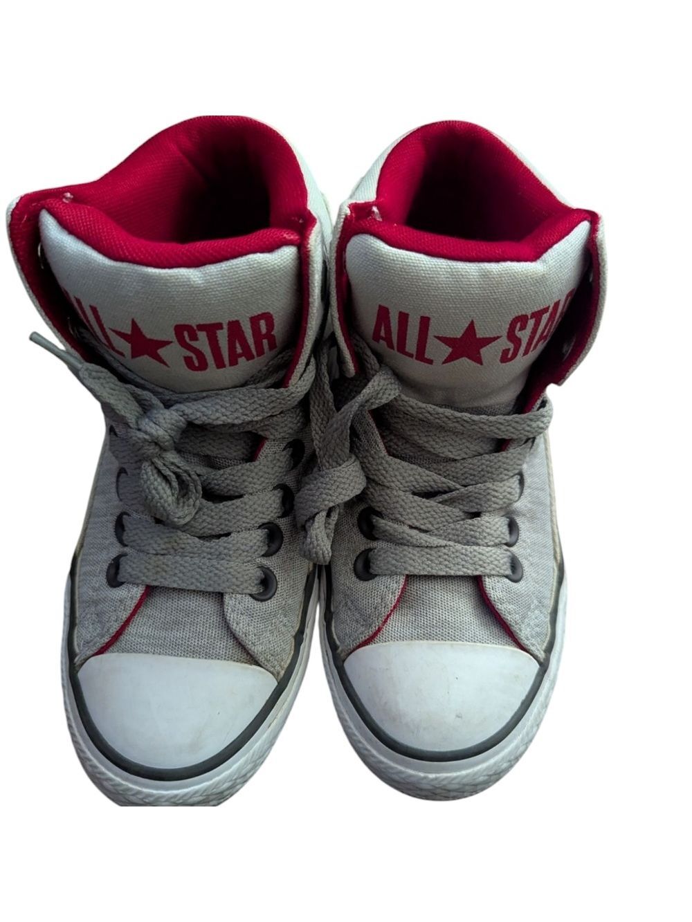 Kids Converse Red and Gray High-Top Sneakers (Unisex)